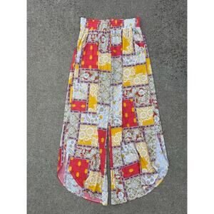 NWT‎ AndTheWhy Pants Women Sz Small Patchwork Wide Leg Side Slit Pull On Pockets